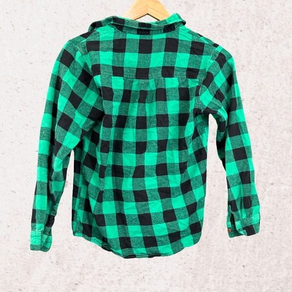 Vibrant Green and Black Flannel Button Down Shirt - Picture 2 of 3
